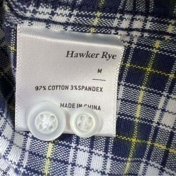 Hawker Rye Men's Slim Stretch Oxford Casual Button Front Shirt Blue Plaid size M - Picture 9 of 11